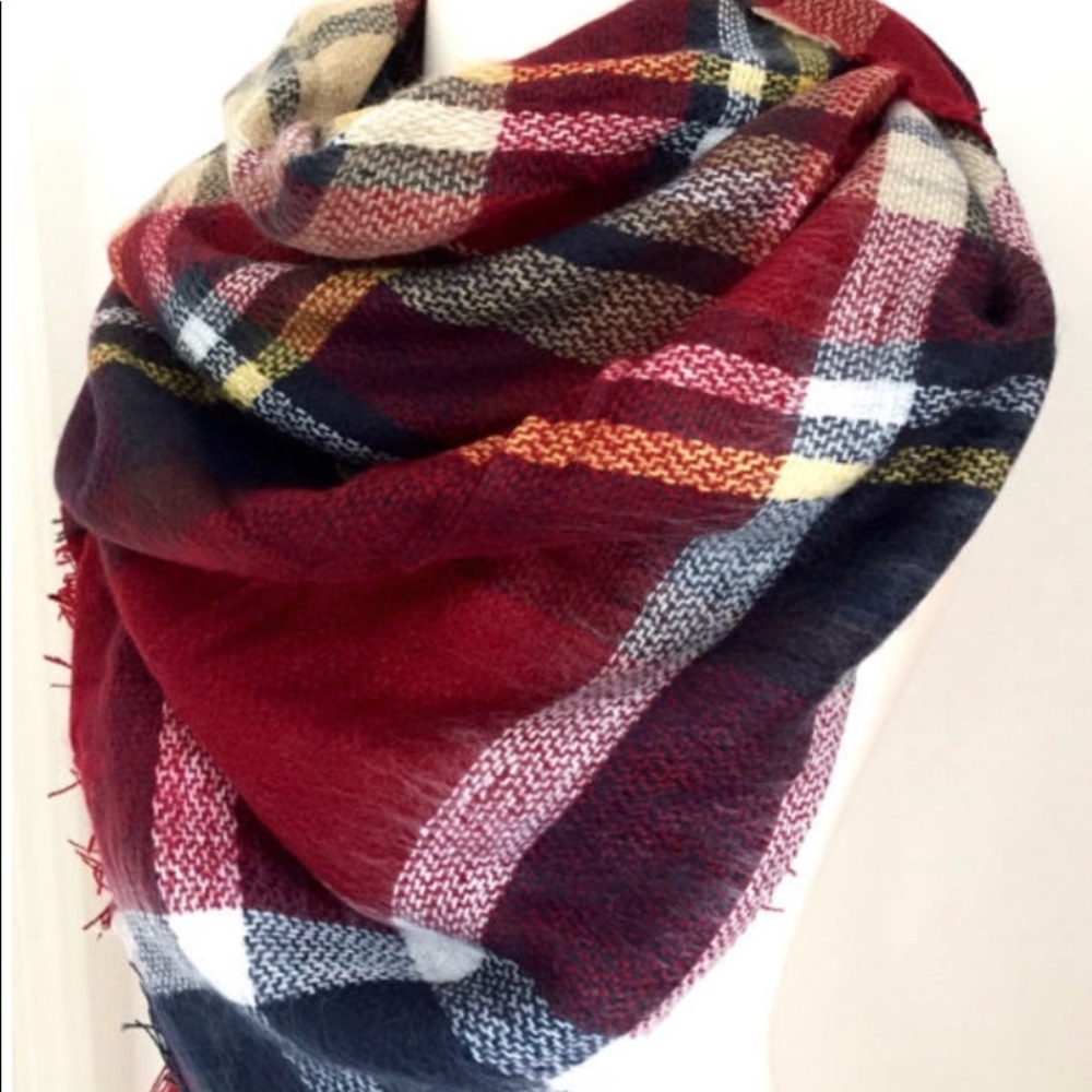 Red Plaid Oversized Zara Tartan Scarf